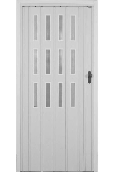 3 Sıra Camlı Akordeon Kapı, Beyaz Düz Renkli 72x200cm ürün görseli 1