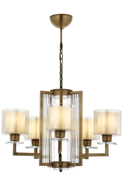 AVONNI AV-60190-5E Eskitme Kaplama Modern Avize E27 Metal Cam 70cm ürün görseli 1