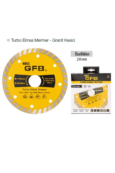 GFB Turbo Elmas Mermer - Granit Kesici 230 mm ürün görseli 1