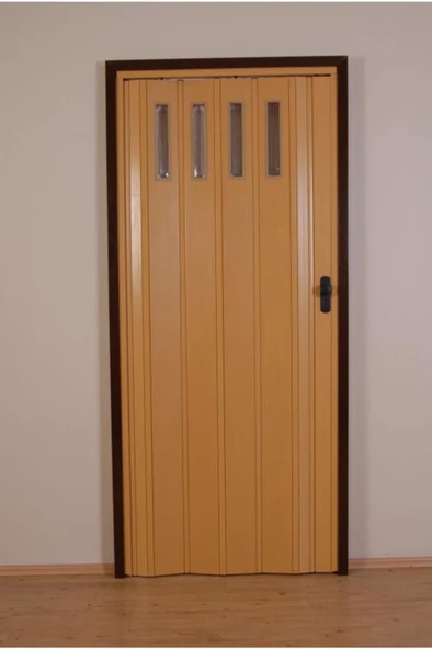 1Sıra Camlı Akordiyon Kapı Meşe Ahşap Desenli 72x200cm ürün görseli 1