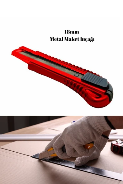 Metal maket bıçağı sağlam metal aksamlı falçata bıçağı büyük boy 18mm bıçak ürün görseli 1