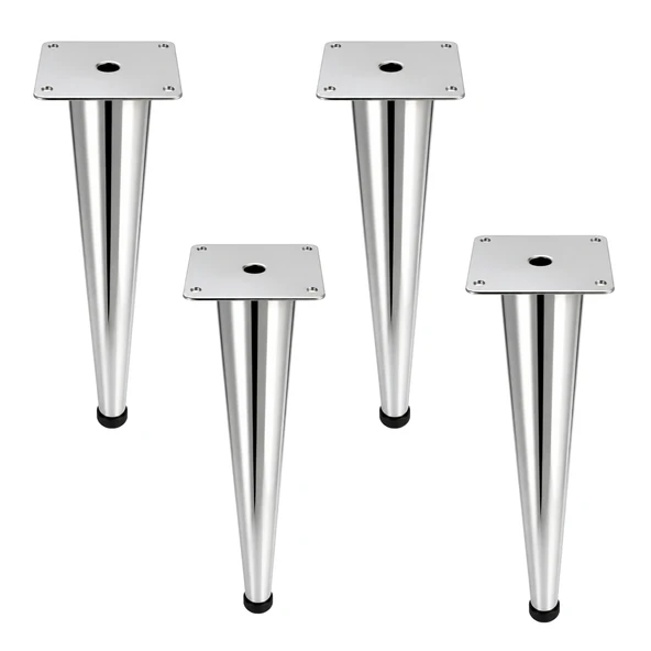 Omaks (4 Adet) 20 cm Metal Krom Düz Mobilya Sehpa Kanepe Ayağı Montaj Vidaları Dahil Ayak ürün görseli 1