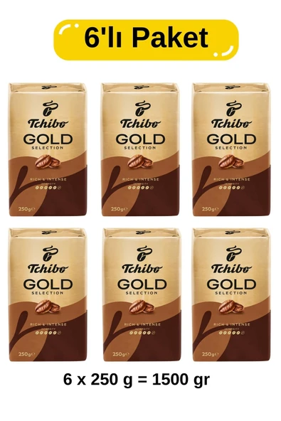 Tchibo Gold Selection Filtre Kahve 6’lı Paket 250 gr x 6 (Toplam 1500 gr) ürün görseli 1