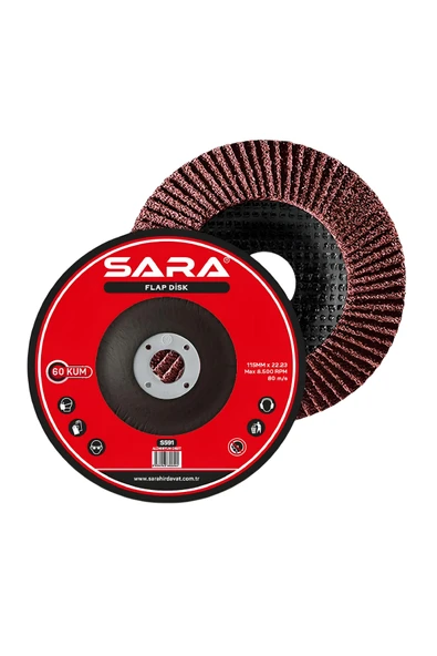 SARA Flap Disk Zımpara Taşı 115x22 80 Kum 10 ADET ürün görseli 1