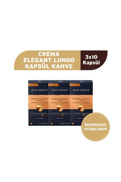 Davidoff Crema Elegant Lungo Kapsül Kahve 3x10 Adet - Nespesso Uyumludur ürün görseli 1