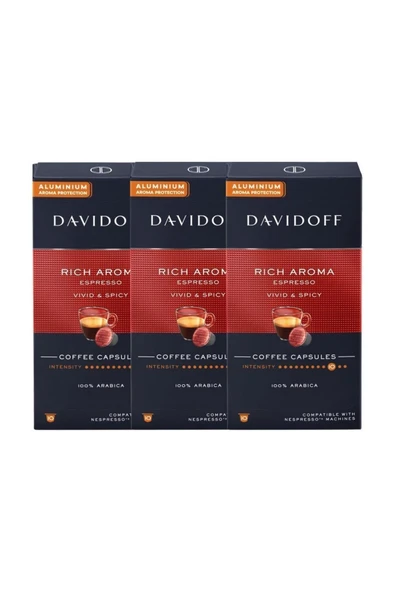 Davidoff Rıch Aroma Espresso Vıvıd & Spıcy Aluminium Kapsül Kahve 10'lu 3x10 ürün görseli 1