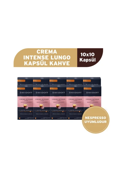 Davidoff Crema Intense Lungo Kapsül Kahve 10x10 Adet - Nespesso Uyumludur ürün görseli 1
