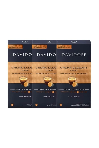 Davidoff Crema Elegant Lungo Harmonıous & Aromatıc Aluminium Kapsül Kahve 3x10 ürün görseli 1