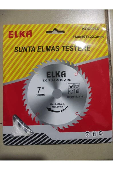 ELKA SUNTA ELMAS TESTERE 180X40TX22.23 MM KODU:0048 1 ADET SAĞLAM 1. SINIF ürün görseli 1