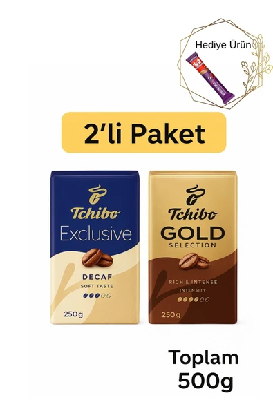 Tchibo Filtre Kahve 2’li Set – Gold Selection 250g + Decaf Kafeinsiz 250g (toplam 500g Avantajlı Paket) ürün görseli 1