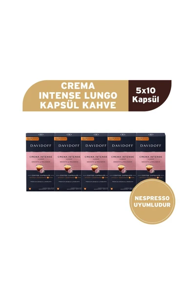 Davidoff Crema Intense Lungo Kapsül Kahve 5x10 Adet - Nespesso Uyumludur ürün görseli 1