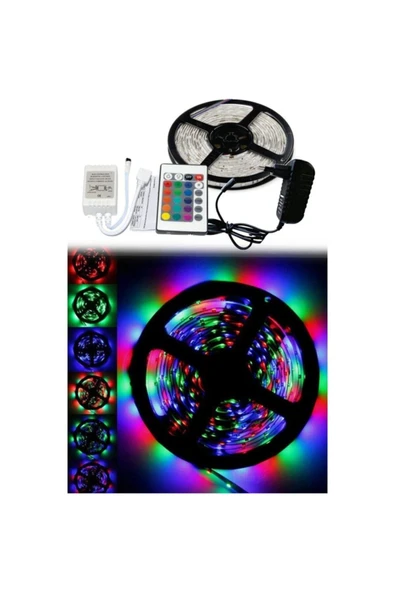 mars teknoloji Led Animasyonlu Tak Çalıştır Kumandalı Trafolu Rgb Şerit Aydınlatma 5 Metre 1.sınıf ürün görseli 1