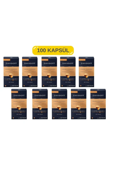 Davidoff Elegant Lungo Aluminium Kapsül Kahve 100’lü (10x10) – Harmonious & Aromatic, Nespresso Uyumlu ürün görseli 1