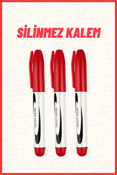 3 Adet Kırmızı Silinmez Doldurulabilir Koli Karton Kalemi Her Yüzeye Yazan Kalem ürün görseli 1