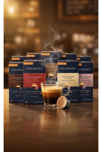 Davidoff Nespresso Uyumlu Kapsül Kahve Karışık Set 10'lu Paket (100 Kapsül) - 5 Lezzet x 2 Adet ürün görseli 1