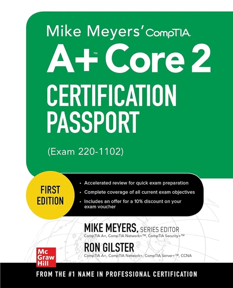 Mike Meyers' CompTIA A+ Core 2 Certification Passport (Exam 220-1102) Mike Meyers Ron Gilster ürün görseli 1