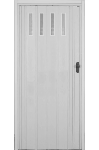 1 Sıra Camlı Akordeon Kapı, Akağaç Ahşap Desenli, 87x200cm ürün görseli 1