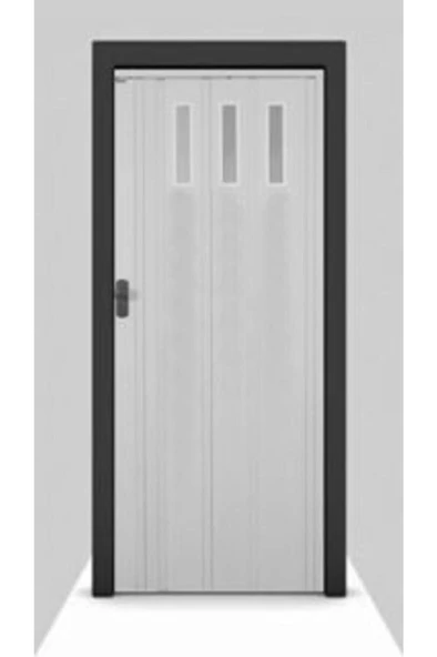 1 Sıra Camlı Akordeon Kapı Beyaz Düz Renkli 72x200cm ürün görseli 1