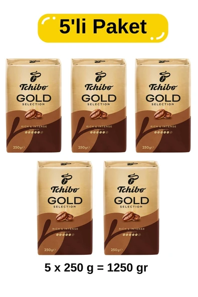 Tchibo Filtre Kahve Gold Selection 5’li Paket 250 g x 5 (Toplam 1250 g) ürün görseli 1