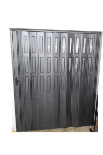 3 Sıra Camlı Akordeon Kapı, Karaağaç Ahşap Desenli 87x215cm ürün görseli 1