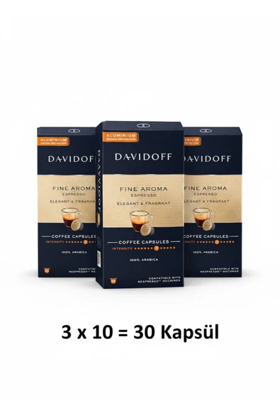 Davidoff Fine Aroma Nespresso Uyumlu Kahve Kapsülü 3'lü Paket (30 Kapsül) ürün görseli 1