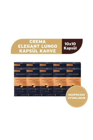 Davidoff Crema Elegant Lungo Kapsül Kahve 10x10 Adet - Nespesso Uyumludur ürün görseli 1