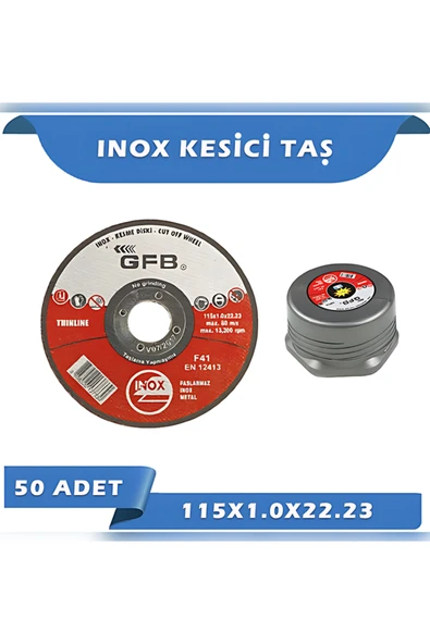 GFB İnox Paslanmaz Çelik Kesme Taşı 115X1.00 50'li ürün görseli 1