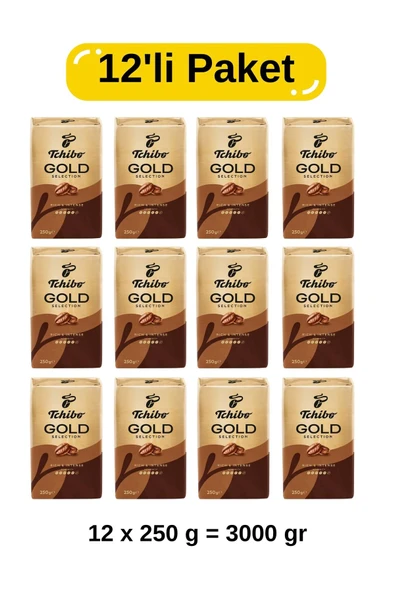 Tchibo Filtre Kahve Gold Selection 12’li Paket 250 g x 12 (Toplam 3000 g) ürün görseli 1