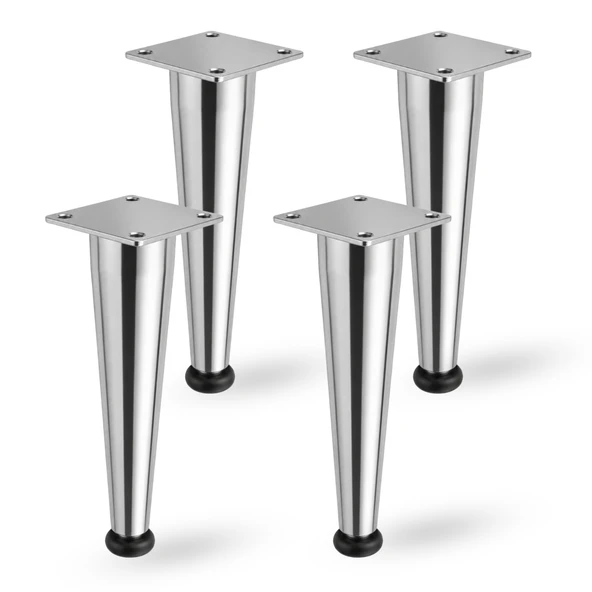 Omaks (4 Adet) 15 cm Metal Krom Düz Mobilya Sehpa Kanepe Ayağı Montaj Vidaları Dahil Ayak ürün görseli 1