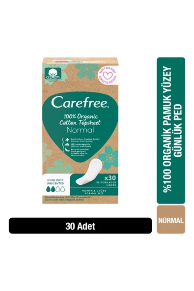 Carefree Organic Cotton Topsheet Normal Günlük Ped 30'lu Paket ürün görseli 1