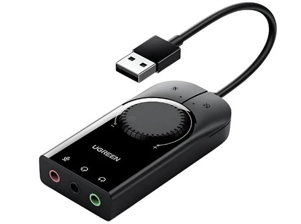 Harici Ses Kartı UGREEN CM129 USB 15 cm Siyah-AMBALAJ HASARLI SIFIR ÜRÜN ürün görseli 1
