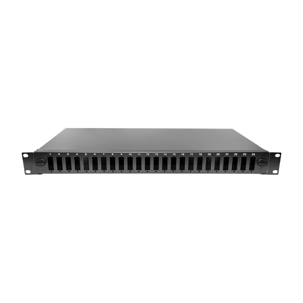 Alfafonet EcoSlide 24 Port SC-DX/LC-QD 1RU Rack Tipi Siyah Fiber Optik Patch Panel ürün görseli 1