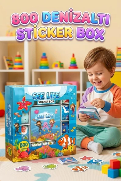 See Life Eğitici Çıkartma ve Origami Deniz Dünyası 800'lü Sticker Hobi Seti ürün görseli 1
