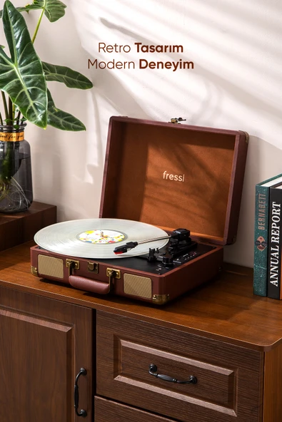 Dahili Hoparlörlü Pikap Müzik Kutusu Usb+Rca+Bluetooth ürün görseli 1