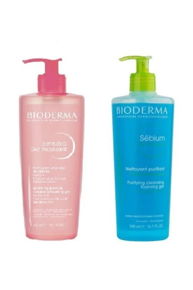 Bioderma Sensibio Foaming Gel 500 ml &  Sebium Foaming Gel 500 ml Avantajlı Set ürün görseli 1