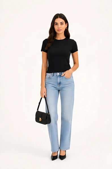 Lili Woman Kadın Slim Fit Bisiklet Yaka Basic T-Shirt E.8007.S ürün görseli 1