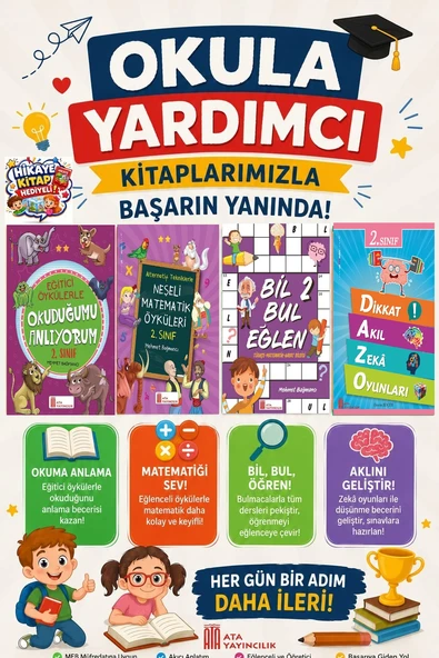 Ata 2.Sınıf Okuduğumu Anlıyorum + Neşeli Matematik Öyküleri + Bil Bul + Dikkat Akıl Zeka Oyunları ürün görseli 1