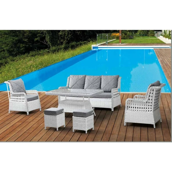 İserdi Garden Iserdi Garden Izmir Rattan Bahçe Balkon Koltuk Takımı 3+1+1+Masa+2puf ürün görseli 1