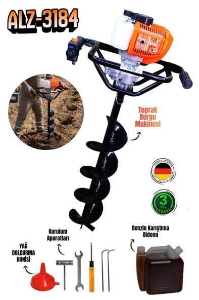 Allizer ALZ-3184 52CC 2.25Hp Profesyonel Benzinli Toprak Burgu Makinesi ürün görseli 1