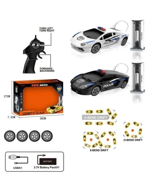851JA UZAKTAN KUMANDALI DRIFT CAR(SİYAH-BEYAZ)-MGA ürün görseli 1