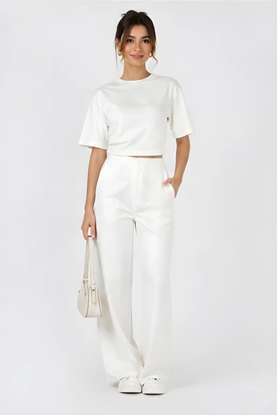 Lili Woman Kadın Premium Drapeli Crop Yarasa Kol Bluz – Yumuşak Dokulu Basic Üst E.8010E ürün görseli 1