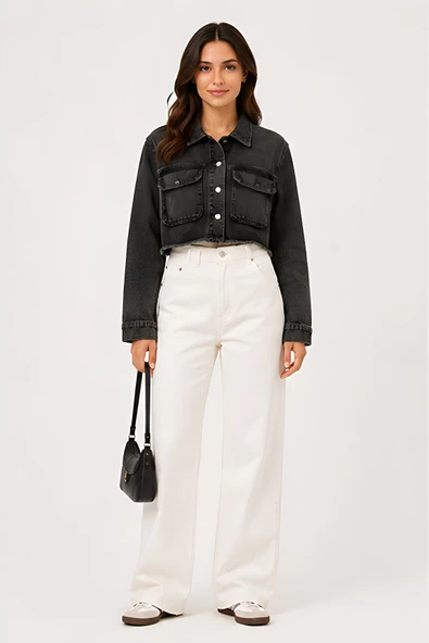 Lili Woman Kadın Crop Denim Kot Ceket Yıkamalı TY.JCT01S ürün görseli 1