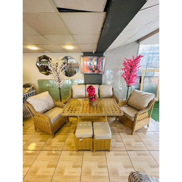 İserdi Garden Iserdi Garden Izmir Rattan Bahçe Balkon Koltuk Takımı 3+1+1+Masa+2puf ürün görseli 1