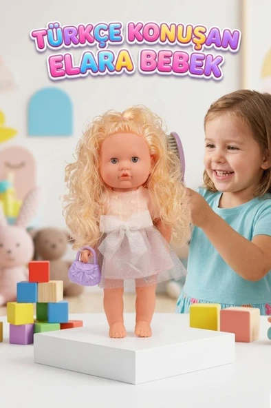 Elara Türkçe Konuşan 35cm Kafası Kolları ve Bacakları Et Bebek Gövdesi Sert Plastik Oyuncak Bebek ürün görseli 1
