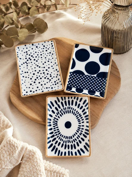 Porland Spotty 6'lı Kayık Tabak 18x13 cm ürün görseli 1