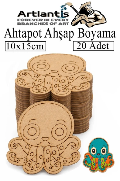 Ahşap Boyama Deniz Canlıları 20 Adet 10x15cm Boyama Figürü Etkinlik Çoçuk Gelişim Motor Beceri Kreş Anasınıfı ürün görseli 1