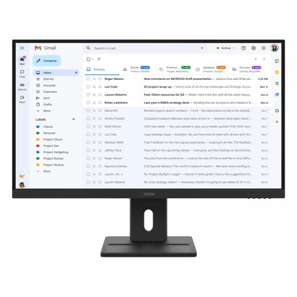 Lenovo ThinkVision E27-40 64BCMAT4TK 27" 100Hz 4Ms VGA+HDMI+DP FullHD IPS Pivot Vesa Monitör ürün görseli 1