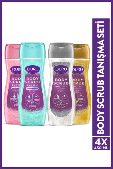 Duru Body Scrub Duş Jeli Tanışma Seti 4x450ml (Gold, Crystal, Pink, Ice) ürün görseli 1