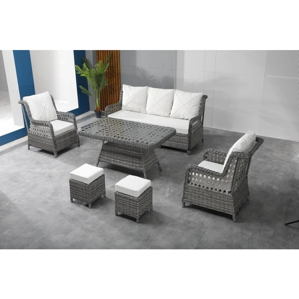 İserdi Garden Iserdi Garden Izmir Rattan Bahçe Balkon Koltuk Takımı 3+1+1+Masa+2puf ürün görseli 1