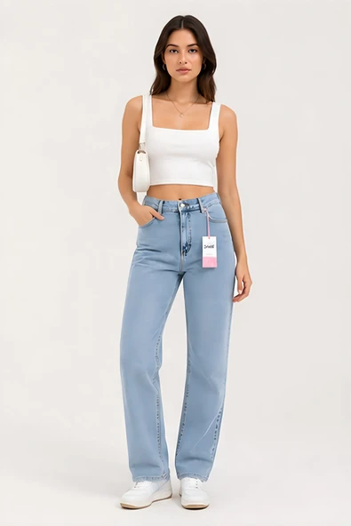 Lili Woman Kadın Açık Mavi Straight Fit Dame Palazzo Pantolon E.2026 ürün görseli 1